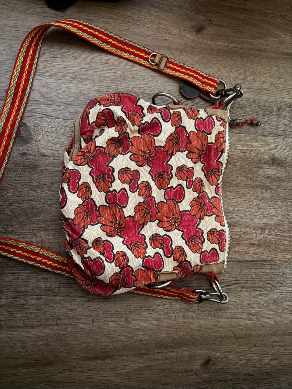 Sakroots Multicolor Floral Crossbody Bag with Red Strap - Picture 2 of 3